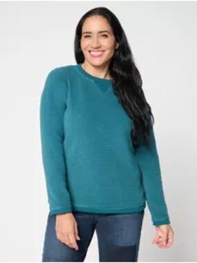 Denim & Co. Active Size M Mallard Green Long Sleeve Sweater Fleece Sweatshirt